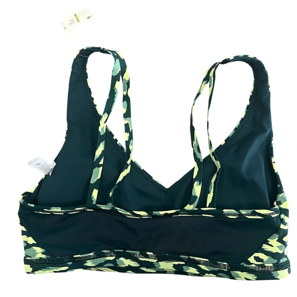 OFFLINE by Aerie Goals Plunge‎ Sports Bra Green Animal Print NWT Size